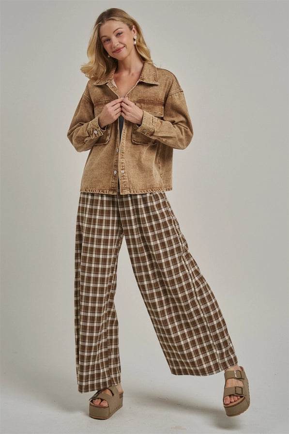 Harvest Plaid Wide-Leg Pants