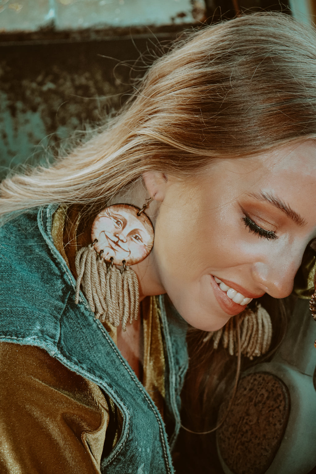 Man in the Moon Fringe Earrings