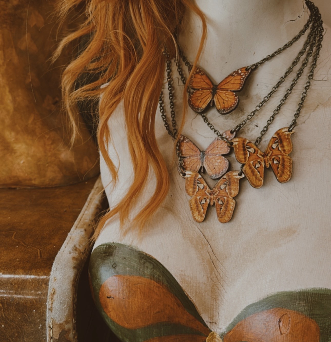 Mustard Moth Necklace