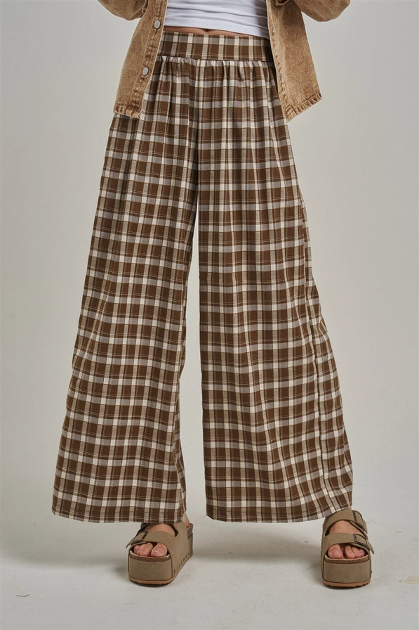 Harvest Plaid Wide-Leg Pants